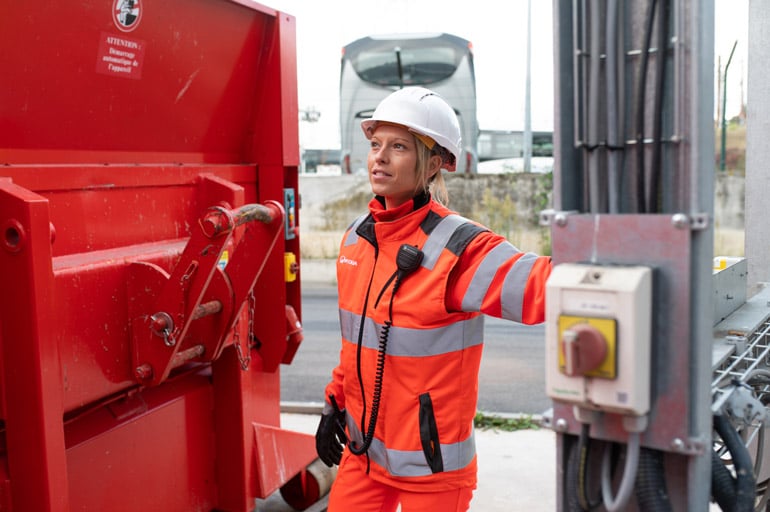 veolia-employee-hazardous-waste-bin